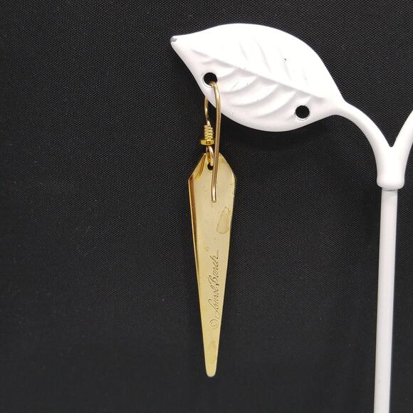 Laurel Burch Long Blue Enamel Earrings Gold Plated Cloisonné Dangle 1980s - Picture 5 of 10